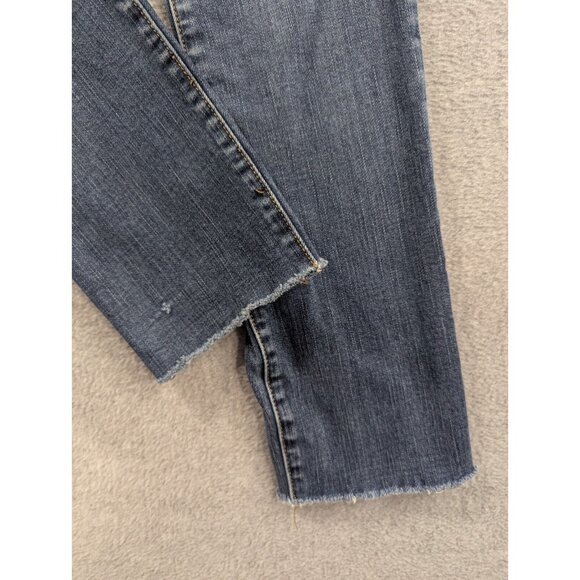 Abercrombie Fitch Jeans Womens SZ 6 Blue Slim Straight Raw Hem Faded Whiskers - Picture 4 of 14